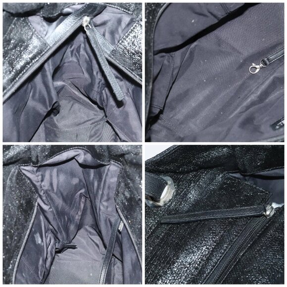 CHANEL Paris Biarritz MM Tote Bag Coated Canvas Black Silver CC Auth bs19293 - Picture 15 of 16